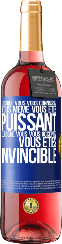 29,95 € Envoi gratuit | Vin rosé Édition ROSÉ Lorsque vous vous connaissez vous même vous êtes puissant. Lorsque vous vous acceptez vous êtes invincible Étiquette Bleue. Étiquette personnalisable Vin jeune Récolte 2025 Tempranillo