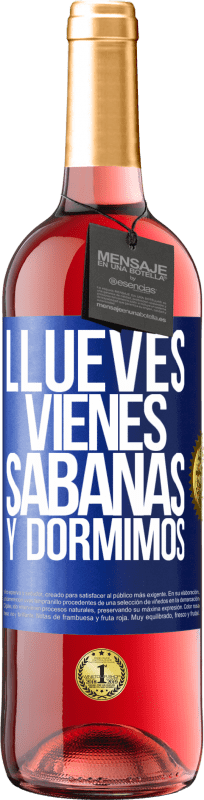 29,95 € Envio grátis | Vinho rosé Edição ROSÉ Llueves, vienes, sábanas y dormimos Etiqueta Azul. Etiqueta personalizável Vinho jovem Colheita 2024 Tempranillo