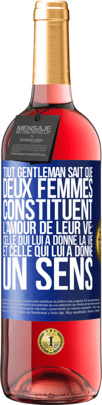 29,95 € Envoi gratuit | Vin rosé Édition ROSÉ Tout gentleman sait que deux femmes constituent l'amour de leur vie: celle qui lui a donné la vie et celle qui lui a donné un se Étiquette Bleue. Étiquette personnalisable Vin jeune Récolte 2024 Tempranillo