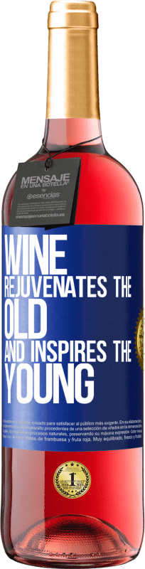 29,95 € 送料無料 | ロゼワイン ROSÉエディション ワインは老人を若返らせ、若者を鼓舞する 青いタグ. カスタマイズ可能なラベル 若いワイン 収穫 2023 Tempranillo