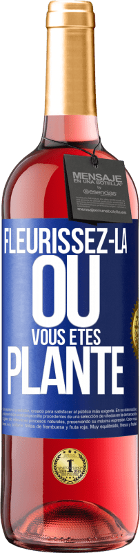 29,95 € Envoi gratuit | Vin rosé Édition ROSÉ Fleurissez- là où vous êtes planté Étiquette Bleue. Étiquette personnalisable Vin jeune Récolte 2024 Tempranillo