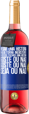 29,95 € Envio grátis | Vinho rosé Edição ROSÉ Negar uma história não a torna inexistente. Você e eu tivemos uma história. Goste ou não. Goste ou não. Seja ou não Etiqueta Azul. Etiqueta personalizável Vinho jovem Colheita 2023 Tempranillo