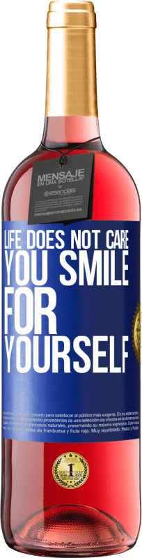 29,95 € Free Shipping | Rosé Wine ROSÉ Edition Life does not care, you smile for yourself Blue Label. Customizable label Young wine Harvest 2024 Tempranillo