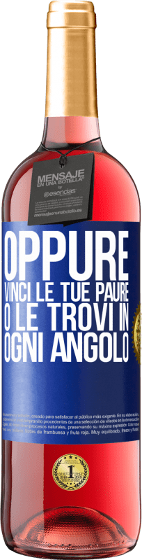 29,95 € Spedizione Gratuita | Vino rosato Edizione ROSÉ Oppure vinci le tue paure o le trovi in ​​ogni angolo Etichetta Blu. Etichetta personalizzabile Vino giovane Raccogliere 2024 Tempranillo