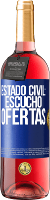 29,95 € Envío gratis | Vino Rosado Edición ROSÉ Estado civil: escucho ofertas Etiqueta Azul. Etiqueta personalizable Vino joven Cosecha 2023 Tempranillo