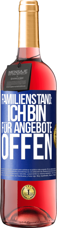 29,95 € Kostenloser Versand | Roséwein ROSÉ Ausgabe Familienstand: Ich bin für Angebote offen Blaue Markierung. Anpassbares Etikett Junger Wein Ernte 2024 Tempranillo