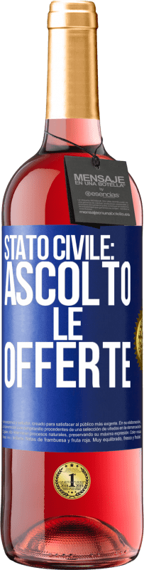 29,95 € Spedizione Gratuita | Vino rosato Edizione ROSÉ Stato civile: ascolto le offerte Etichetta Blu. Etichetta personalizzabile Vino giovane Raccogliere 2023 Tempranillo