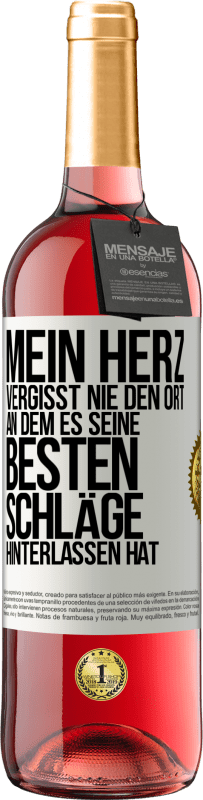 29,95 € Kostenloser Versand | Roséwein ROSÉ Ausgabe Mein Herz vergisst nie den Ort, an dem es seine besten Schläge hinterlassen hat Weißes Etikett. Anpassbares Etikett Junger Wein Ernte 2024 Tempranillo