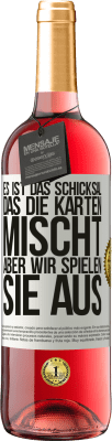 29,95 € Kostenloser Versand | Roséwein ROSÉ Ausgabe Das Schicksal mischt die Karten, und wir spielen. Weißes Etikett. Anpassbares Etikett Junger Wein Ernte 2024 Tempranillo