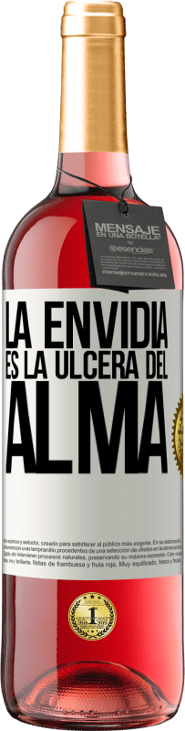 29,95 € Envío gratis | Vino Rosado Edición ROSÉ La envidia es la úlcera del alma Etiqueta Blanca. Etiqueta personalizable Vino joven Cosecha 2024 Tempranillo