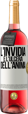 29,95 € Spedizione Gratuita | Vino rosato Edizione ROSÉ L'invidia è l'ulcera dell'anima Etichetta Bianca. Etichetta personalizzabile Vino giovane Raccogliere 2025 Tempranillo