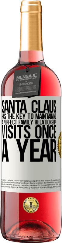 29,95 € Free Shipping | Rosé Wine ROSÉ Edition Santa Claus has the key to maintaining a perfect family relationship: Visits once a year White Label. Customizable label Young wine Harvest 2023 Tempranillo