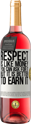 29,95 € Free Shipping | Rosé Wine ROSÉ Edition Respect is like money. You can ask for it, but it is better to earn it White Label. Customizable label Young wine Harvest 2024 Tempranillo