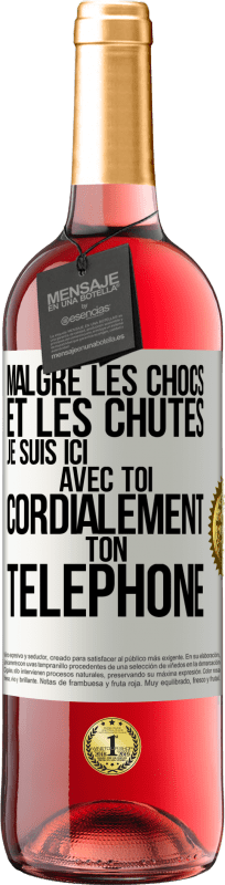 29,95 € Envoi gratuit | Vin rosé Édition ROSÉ Malgré les chocs et les chutes je suis ici avec toi. Cordialement ton téléphone Étiquette Blanche. Étiquette personnalisable Vin jeune Récolte 2024 Tempranillo