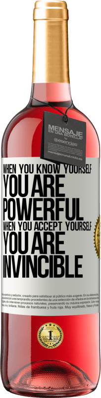 29,95 € Free Shipping | Rosé Wine ROSÉ Edition When you know yourself, you are powerful. When you accept yourself, you are invincible White Label. Customizable label Young wine Harvest 2024 Tempranillo