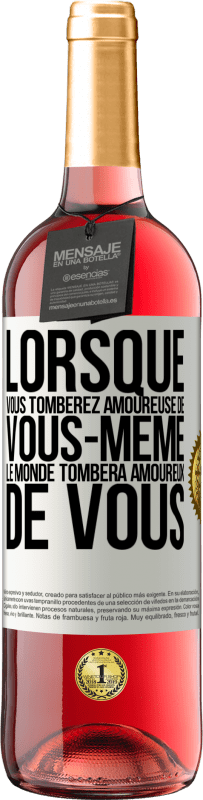 29,95 € Envoi gratuit | Vin rosé Édition ROSÉ Lorsque vous tomberez amoureuse de vous-même le monde tombera amoureux de vous Étiquette Blanche. Étiquette personnalisable Vin jeune Récolte 2025 Tempranillo