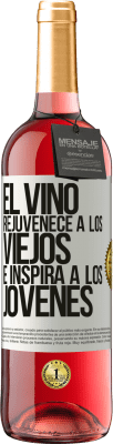 29,95 € Envío gratis | Vino Rosado Edición ROSÉ El vino rejuvenece a los viejos e inspira a los jóvenes Etiqueta Blanca. Etiqueta personalizable Vino joven Cosecha 2024 Tempranillo