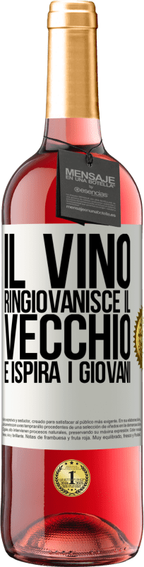 29,95 € Spedizione Gratuita | Vino rosato Edizione ROSÉ Il vino ringiovanisce il vecchio e ispira i giovani Etichetta Bianca. Etichetta personalizzabile Vino giovane Raccogliere 2024 Tempranillo