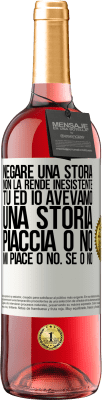 29,95 € Spedizione Gratuita | Vino rosato Edizione ROSÉ Negare una storia non la rende inesistente. Tu ed io avevamo una storia. Piaccia o no. Mi piace o no. Se o no Etichetta Bianca. Etichetta personalizzabile Vino giovane Raccogliere 2024 Tempranillo