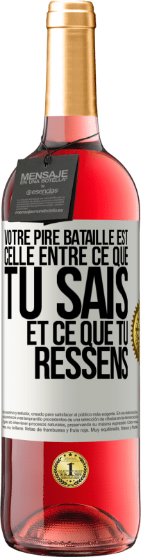 29,95 € Envoi gratuit | Vin rosé Édition ROSÉ Votre pire bataille est celle entre ce que tu sais et ce que tu ressens Étiquette Blanche. Étiquette personnalisable Vin jeune Récolte 2024 Tempranillo