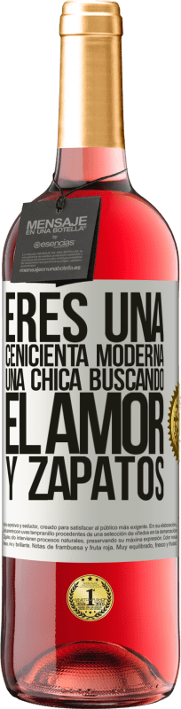 29,95 € Envío gratis | Vino Rosado Edición ROSÉ Eres una cenicienta moderna, una chica buscando el amor y zapatos Etiqueta Blanca. Etiqueta personalizable Vino joven Cosecha 2024 Tempranillo