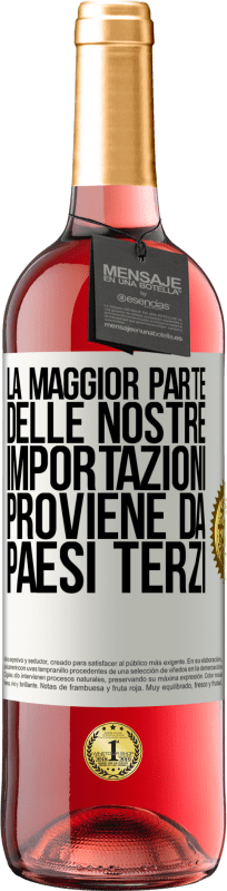 29,95 € Spedizione Gratuita | Vino rosato Edizione ROSÉ La maggior parte delle nostre importazioni proviene da paesi terzi Etichetta Bianca. Etichetta personalizzabile Vino giovane Raccogliere 2024 Tempranillo