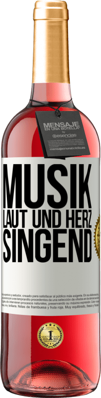 29,95 € Kostenloser Versand | Roséwein ROSÉ Ausgabe Musik laut und Herz singend Weißes Etikett. Anpassbares Etikett Junger Wein Ernte 2024 Tempranillo