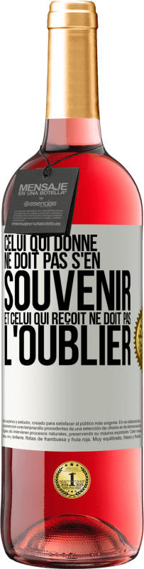 29,95 € Envoi gratuit | Vin rosé Édition ROSÉ Celui qui donne ne doit pas s'en souvenir et celui qui reçoit ne doit pas l'oublier Étiquette Blanche. Étiquette personnalisable Vin jeune Récolte 2024 Tempranillo