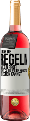 29,95 € Kostenloser Versand | Roséwein ROSÉ Ausgabe Lerne die Regeln wie ein Profi, damit du sie wie ein Künstler brechen kannst Weißes Etikett. Anpassbares Etikett Junger Wein Ernte 2023 Tempranillo