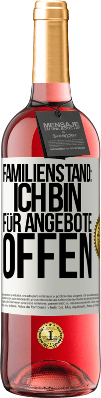 29,95 € Kostenloser Versand | Roséwein ROSÉ Ausgabe Familienstand: Ich bin für Angebote offen Weißes Etikett. Anpassbares Etikett Junger Wein Ernte 2023 Tempranillo