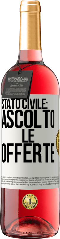 29,95 € Spedizione Gratuita | Vino rosato Edizione ROSÉ Stato civile: ascolto le offerte Etichetta Bianca. Etichetta personalizzabile Vino giovane Raccogliere 2023 Tempranillo