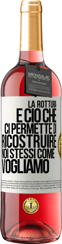 29,95 € Spedizione Gratuita | Vino rosato Edizione ROSÉ La rottura è ciò che ci permette di ricostruire noi stessi come vogliamo Etichetta Bianca. Etichetta personalizzabile Vino giovane Raccogliere 2024 Tempranillo