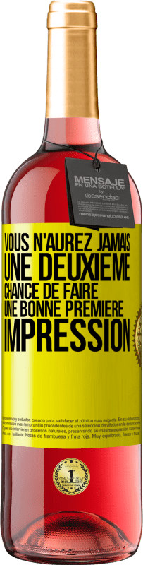 29,95 € Envoi gratuit | Vin rosé Édition ROSÉ Vous n'aurez jamais une deuxième chance de faire une bonne première impression Étiquette Jaune. Étiquette personnalisable Vin jeune Récolte 2024 Tempranillo