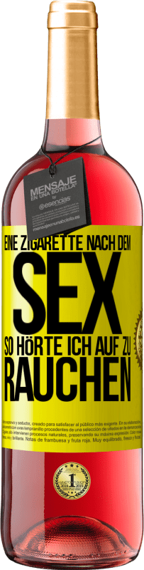29,95 € Kostenloser Versand | Roséwein ROSÉ Ausgabe Eine Zigarette nach dem Sex. So hörte ich auf zu rauchen Gelbes Etikett. Anpassbares Etikett Junger Wein Ernte 2023 Tempranillo