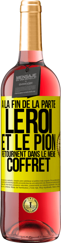 29,95 € Envoi gratuit | Vin rosé Édition ROSÉ A la fin de la partie le roi et le pion retournent dans le même coffret Étiquette Jaune. Étiquette personnalisable Vin jeune Récolte 2024 Tempranillo