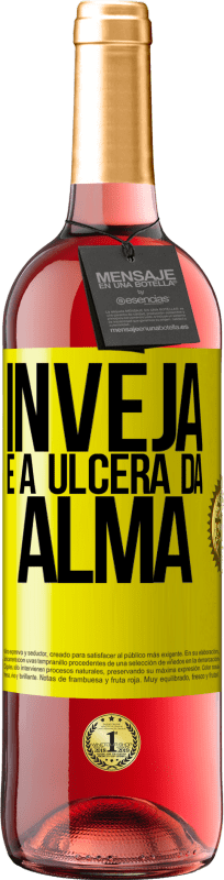 29,95 € Envio grátis | Vinho rosé Edição ROSÉ Inveja é a úlcera da alma Etiqueta Amarela. Etiqueta personalizável Vinho jovem Colheita 2025 Tempranillo