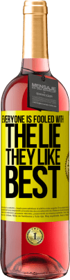 29,95 € 送料無料 | ロゼワイン ROSÉエディション 誰もが一番好きな嘘にだまされています 黄色のラベル. カスタマイズ可能なラベル 若いワイン 収穫 2025 Tempranillo