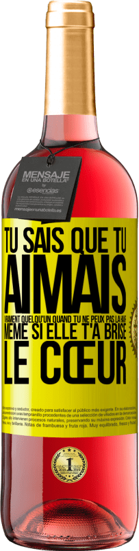 29,95 € Envoi gratuit | Vin rosé Édition ROSÉ Tu sais que tu aimais vraiment quelqu'un quand tu ne peux pas la haïr même si elle t'a brisé le cœur Étiquette Jaune. Étiquette personnalisable Vin jeune Récolte 2025 Tempranillo