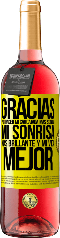 29,95 € Envío gratis | Vino Rosado Edición ROSÉ Gracias por hacer mi carcajada más sonora, mi sonrisa más brillante y mi vida mejor Etiqueta Amarilla. Etiqueta personalizable Vino joven Cosecha 2024 Tempranillo