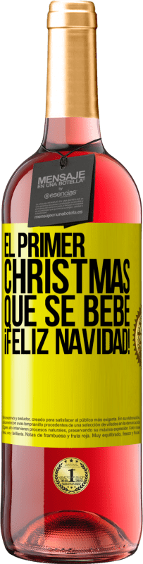 29,95 € Envío gratis | Vino Rosado Edición ROSÉ El primer christmas que se bebe. Feliz navidad! Etiqueta Amarilla. Etiqueta personalizable Vino joven Cosecha 2024 Tempranillo