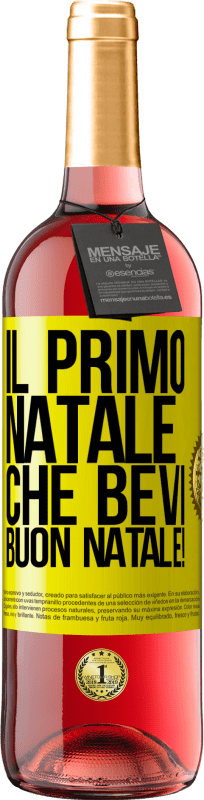 29,95 € Spedizione Gratuita | Vino rosato Edizione ROSÉ Il primo Natale che bevi. Buon natale! Etichetta Gialla. Etichetta personalizzabile Vino giovane Raccogliere 2024 Tempranillo