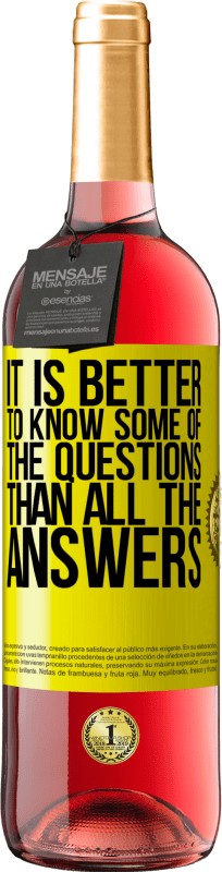 29,95 € 送料無料 | ロゼワイン ROSÉエディション すべての答えよりもいくつかの質問を知ったほうがよい 黄色のラベル. カスタマイズ可能なラベル 若いワイン 収穫 2025 Tempranillo