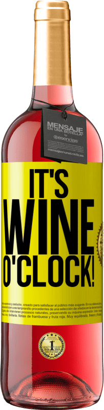 29,95 € Spedizione Gratuita | Vino rosato Edizione ROSÉ It's wine o'clock! Etichetta Gialla. Etichetta personalizzabile Vino giovane Raccogliere 2023 Tempranillo