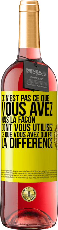 29,95 € Envoi gratuit | Vin rosé Édition ROSÉ Ce n'est pas ce que vous avez, mais la façon dont vous utilisez ce que vous avez qui fait la différence Étiquette Jaune. Étiquette personnalisable Vin jeune Récolte 2024 Tempranillo