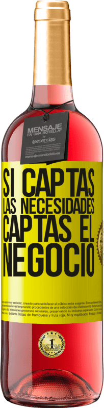 29,95 € Envío gratis | Vino Rosado Edición ROSÉ Si captas las necesidades, captas el negocio Etiqueta Amarilla. Etiqueta personalizable Vino joven Cosecha 2025 Tempranillo
