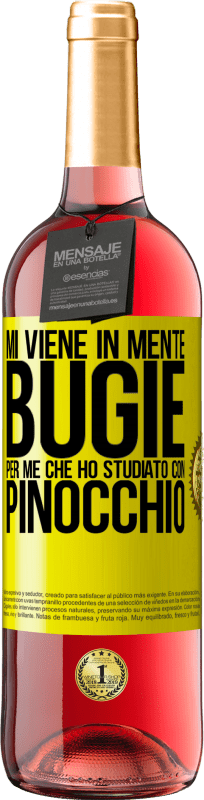 29,95 € Spedizione Gratuita | Vino rosato Edizione ROSÉ Mi viene in mente bugie. Per me che ho studiato con Pinocchio Etichetta Gialla. Etichetta personalizzabile Vino giovane Raccogliere 2024 Tempranillo