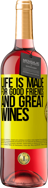 29,95 € 免费送货 | 桃红葡萄酒 ROSÉ版 人生是为了好朋友和美酒 黄色标签. 可自定义的标签 青年酒 收成 2023 Tempranillo