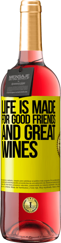 29,95 € 免费送货 | 桃红葡萄酒 ROSÉ版 人生是为了好朋友和美酒 黄色标签. 可自定义的标签 青年酒 收成 2025 Tempranillo