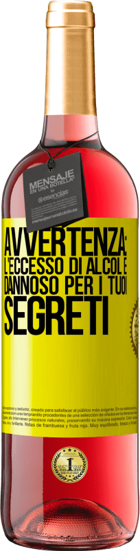 29,95 € Spedizione Gratuita | Vino rosato Edizione ROSÉ Avvertenza: l'eccesso di alcol è dannoso per i tuoi segreti Etichetta Gialla. Etichetta personalizzabile Vino giovane Raccogliere 2024 Tempranillo