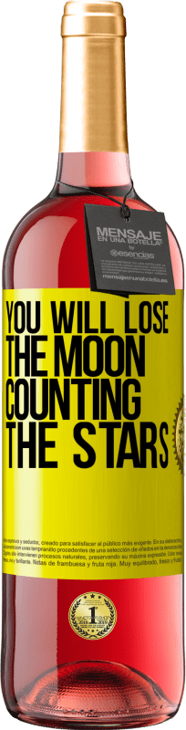 29,95 € Free Shipping | Rosé Wine ROSÉ Edition You will lose the moon counting the stars Yellow Label. Customizable label Young wine Harvest 2025 Tempranillo
